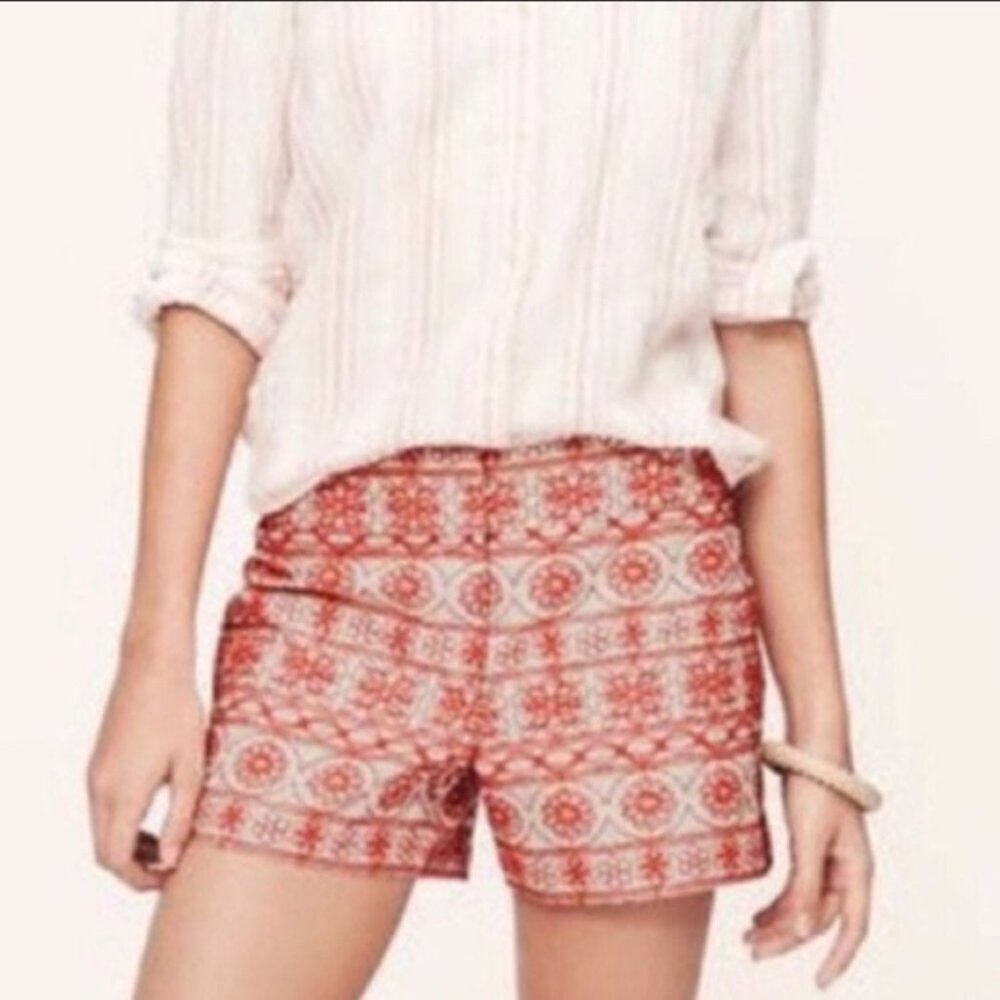 LOFT Riviera embroidered shorts - cream & red - 4